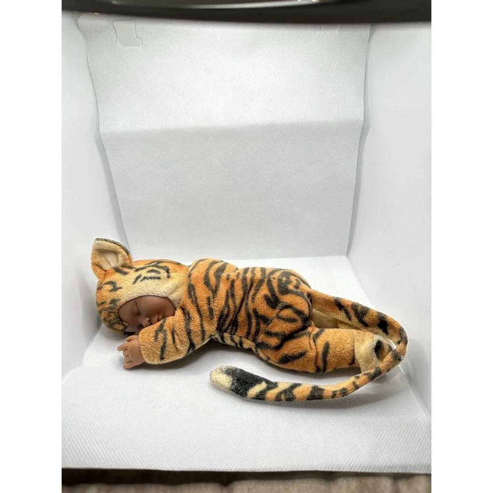 Anne Geddes Tiger Baby Dark Skinned Beanie Plush Stuffed Animal Vtg Doll 9